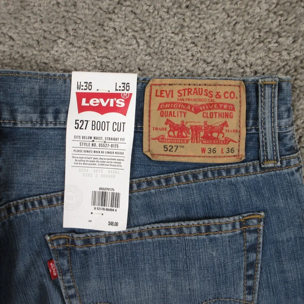 Levis Jeans Mens 36x36 Blue 527 Slim Bootcut Western Cowboy Faded Denim Pants